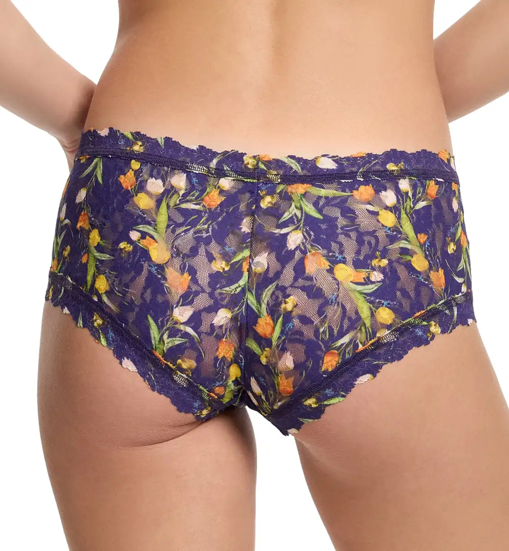 Casual Mid-Rise Stretch-Lace Cotton Boyshort Panty
