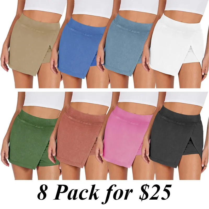 8PACK-Women High Waist Split Hem Casual Fitted Athletic