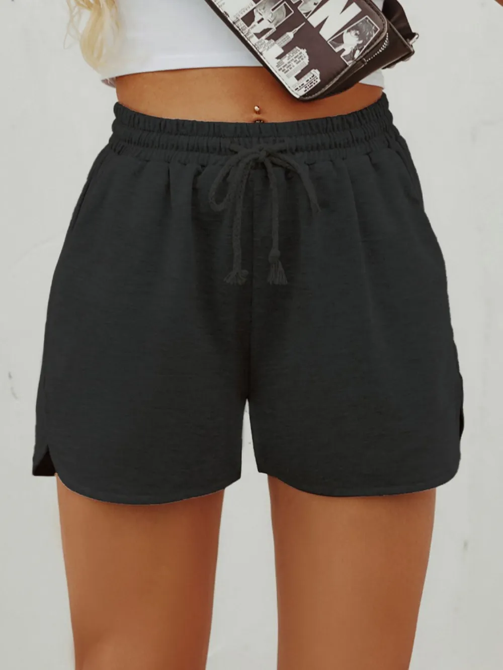 Polished Drawstring Shorts with Pockets