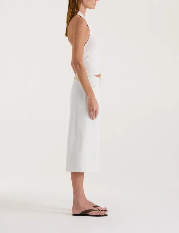 White Relaxed Denim Jort