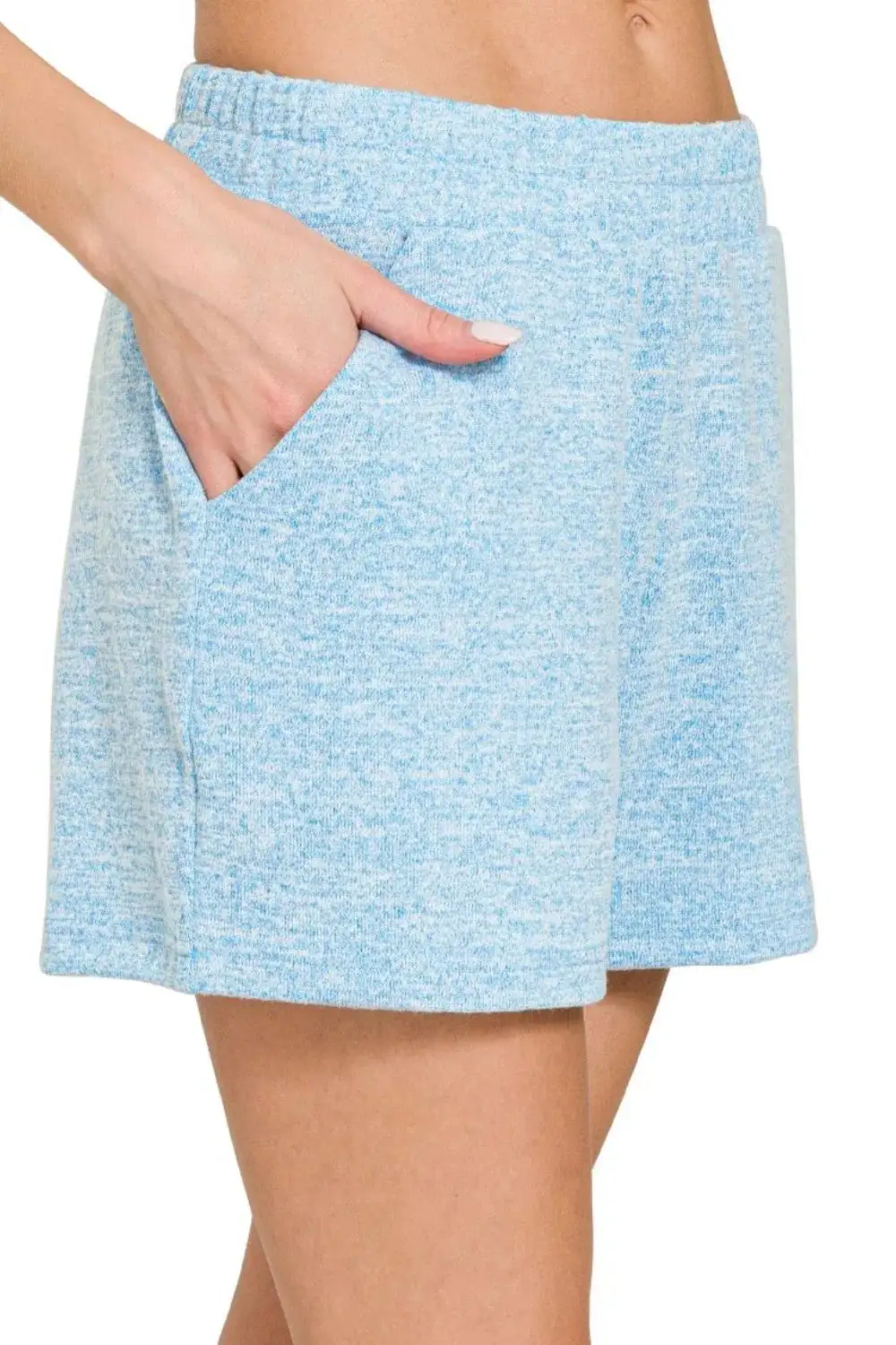 Soft Melange Hacci Elastic Waist Band Shorts