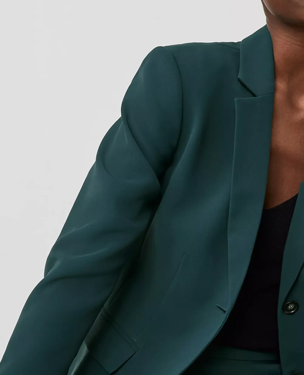 The Long Notched Two Button Blazer In Fluid Crepe