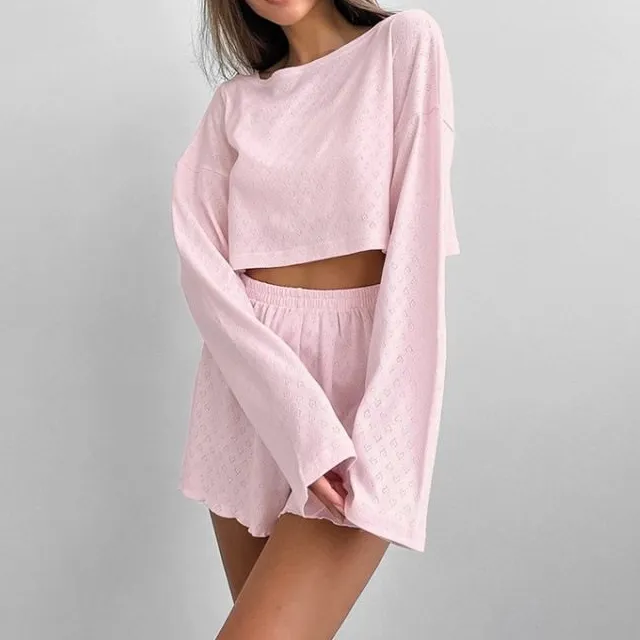 Elastic Knit Blend Long Set