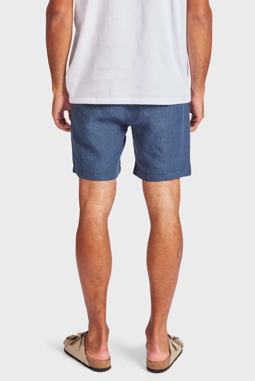 Stripe Riviera Linen Short- Smoke pine