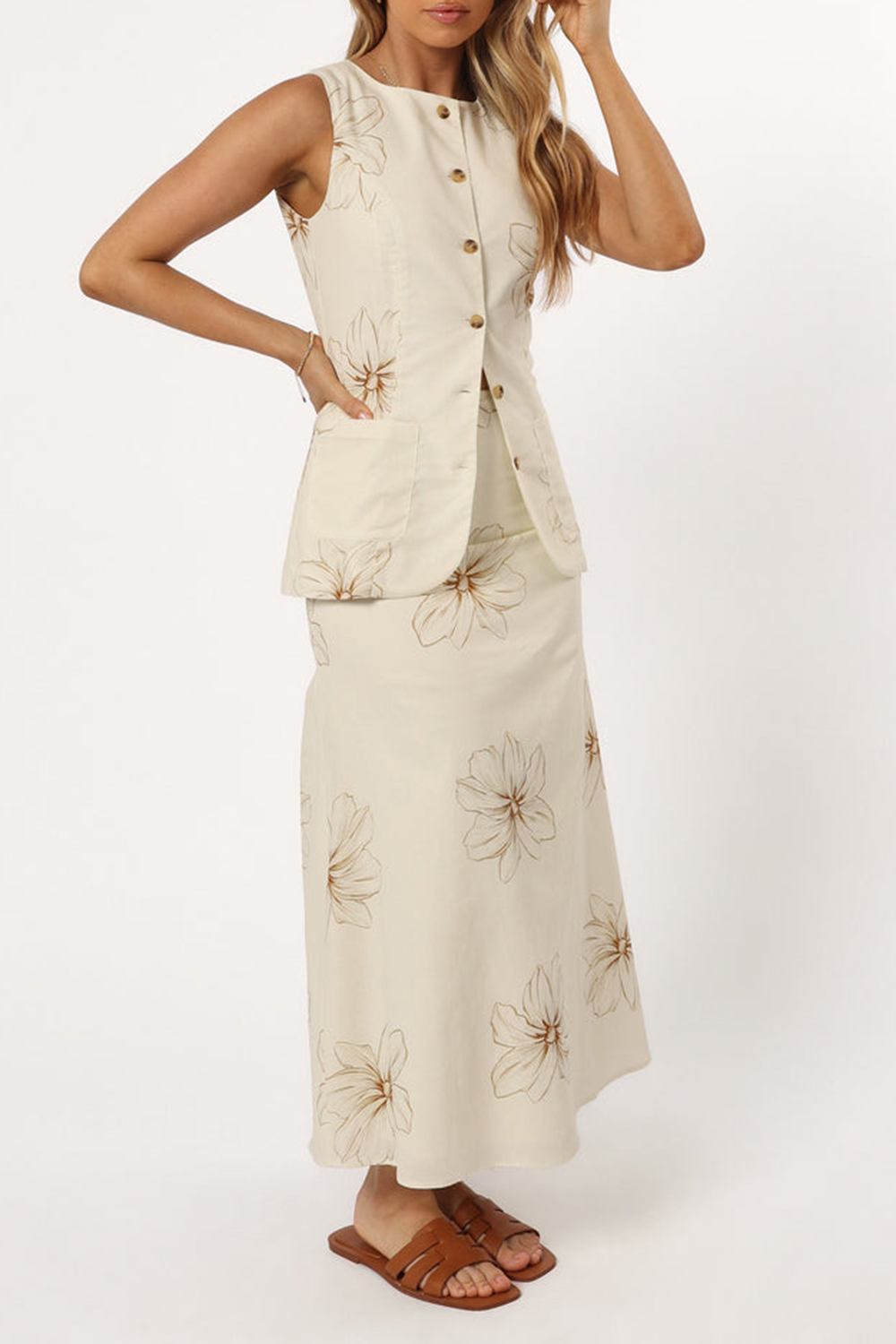 FLORAL LEISURE MIDI SKIRT