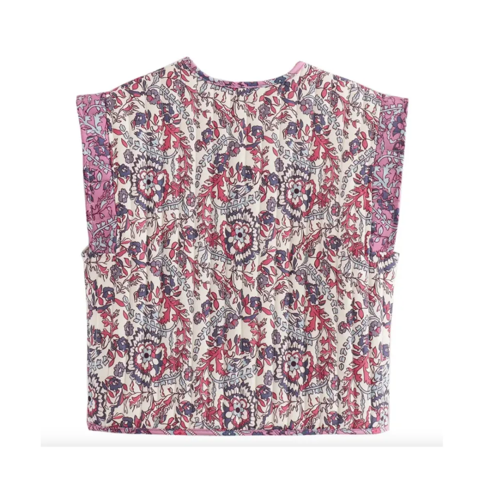 Quilted Print Sleeveless Vest
