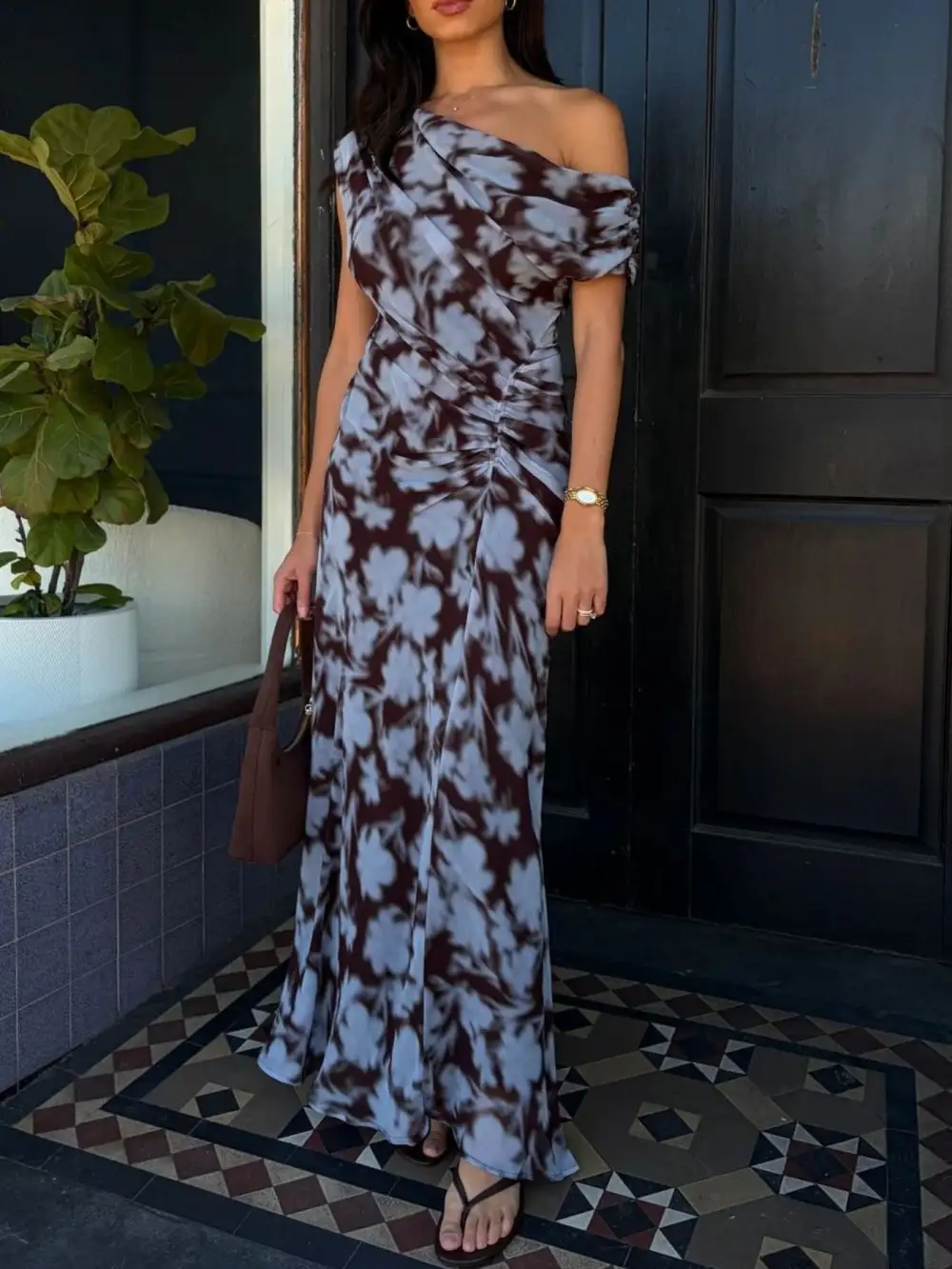 Smooth Finish Floral Printed Maxi Dress