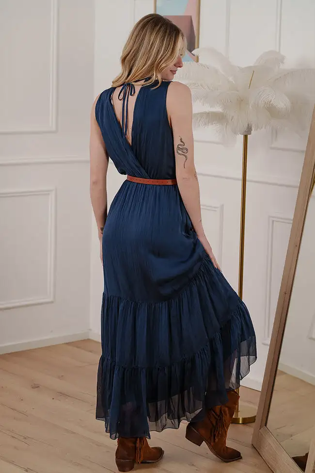 Polished Maxi V Neck Dress