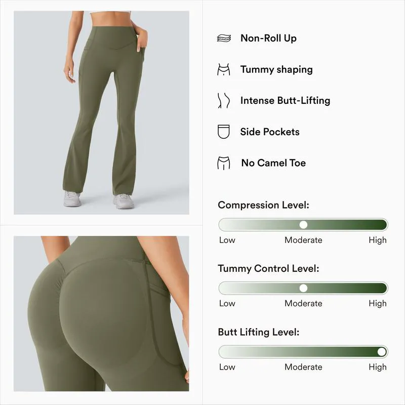 UltraSculpt High Waisted Tummy Control Pocket Shaping Yoga Bootcut Leggings