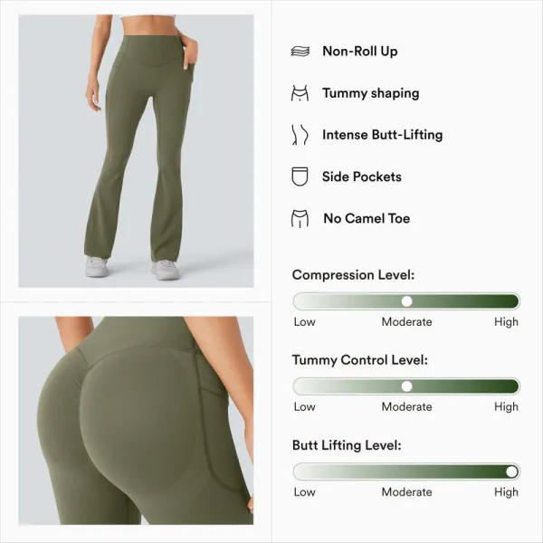 UltraSculpt High Waisted Tummy Control Pocket Shaping Yoga Bootcut Leggings