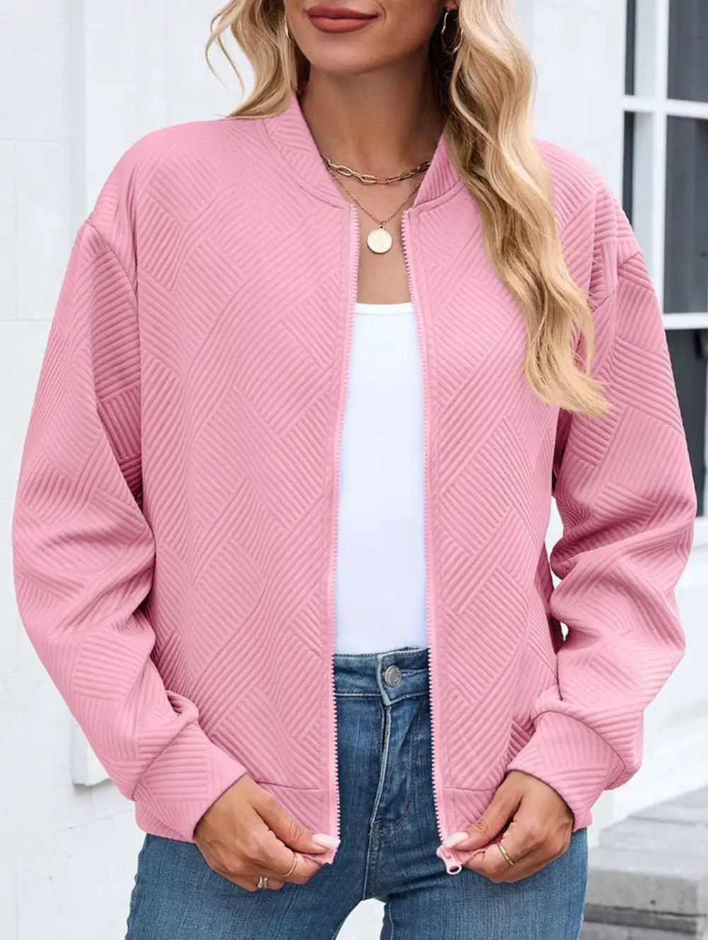Crew Neck Zipper Loose Long Sleeve Sweatshirt