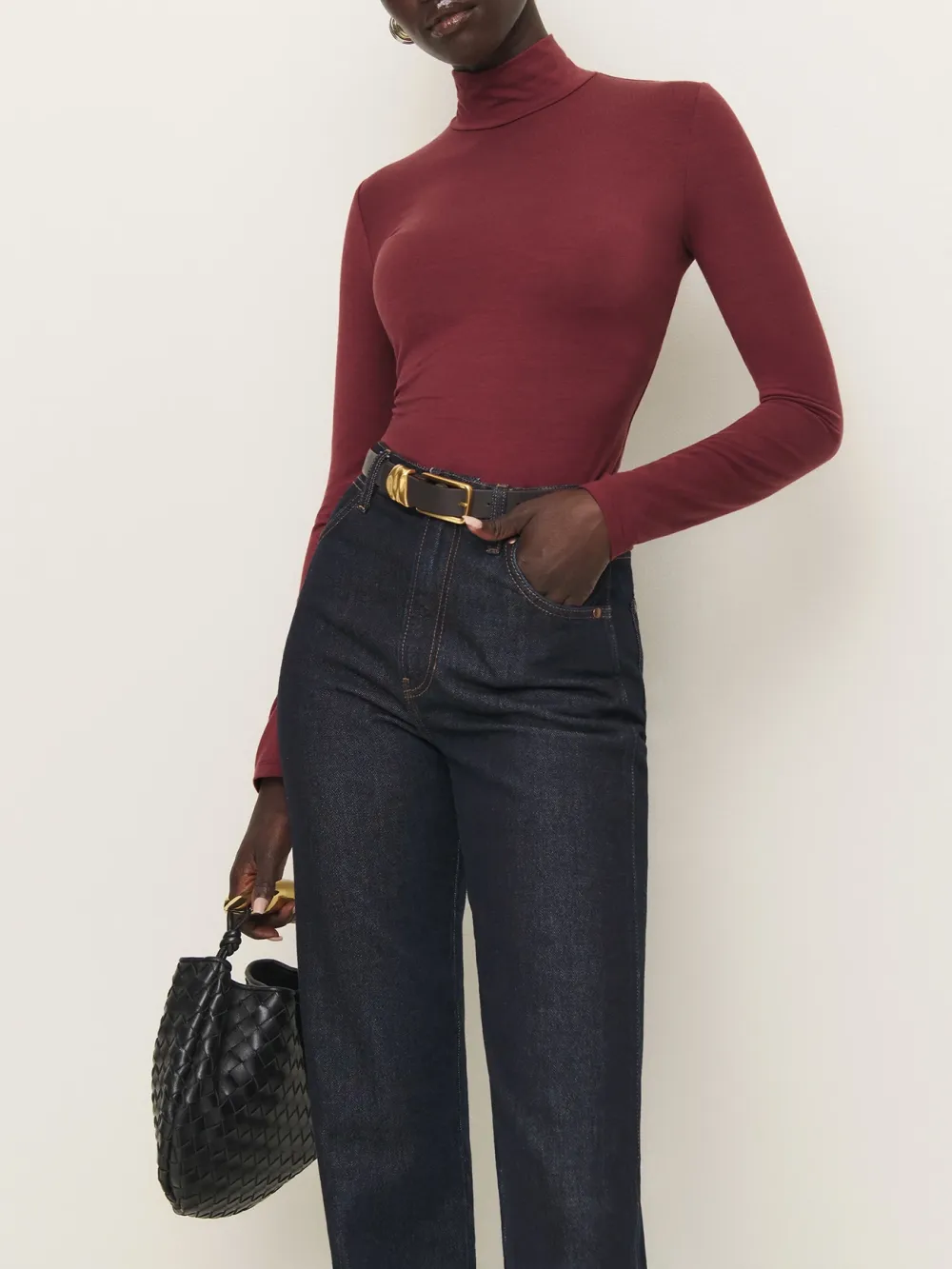 Mock Neck Slim Fit Long Sleeve Top