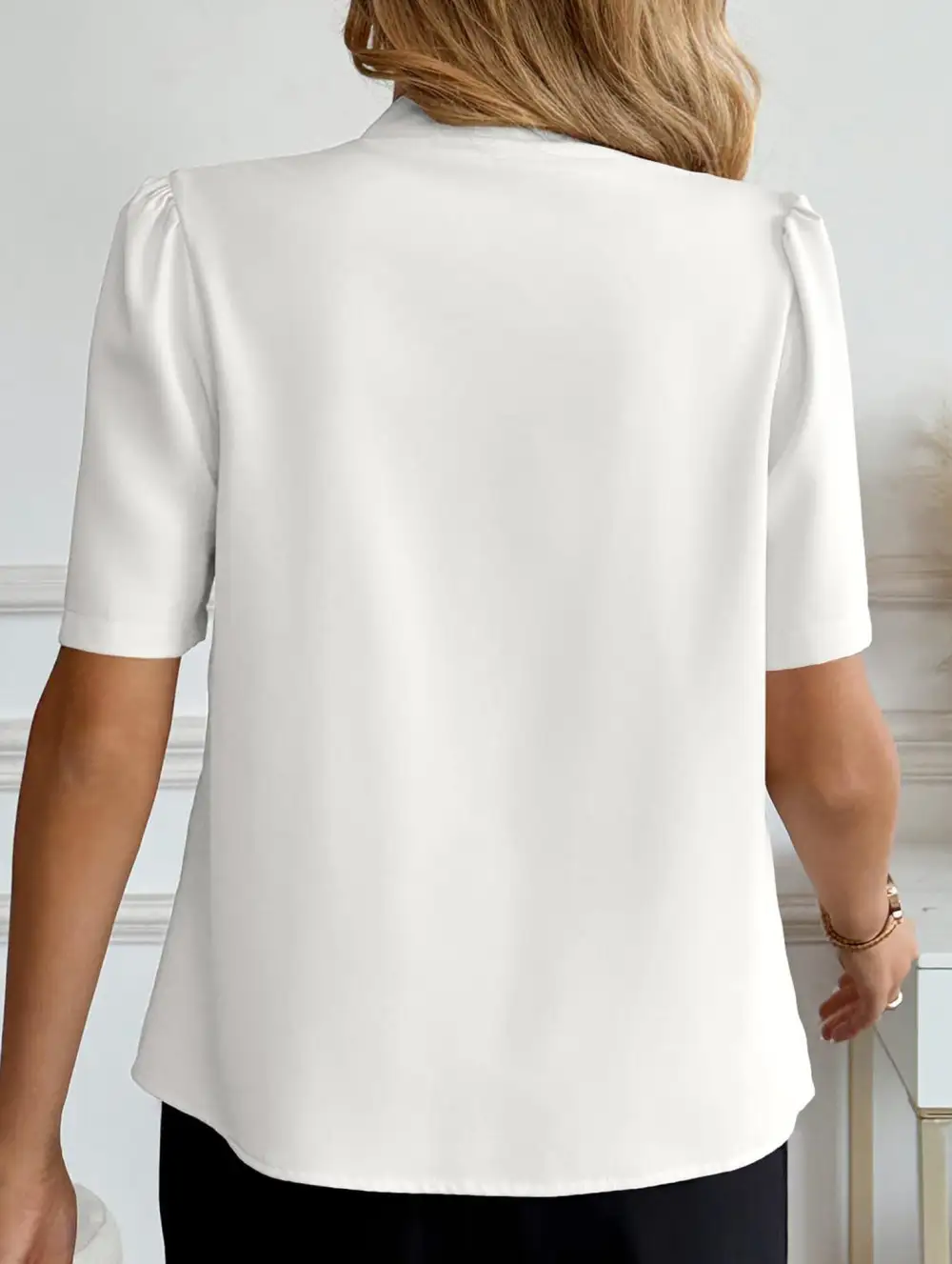 V Neck Button Short Sleeve Shirt