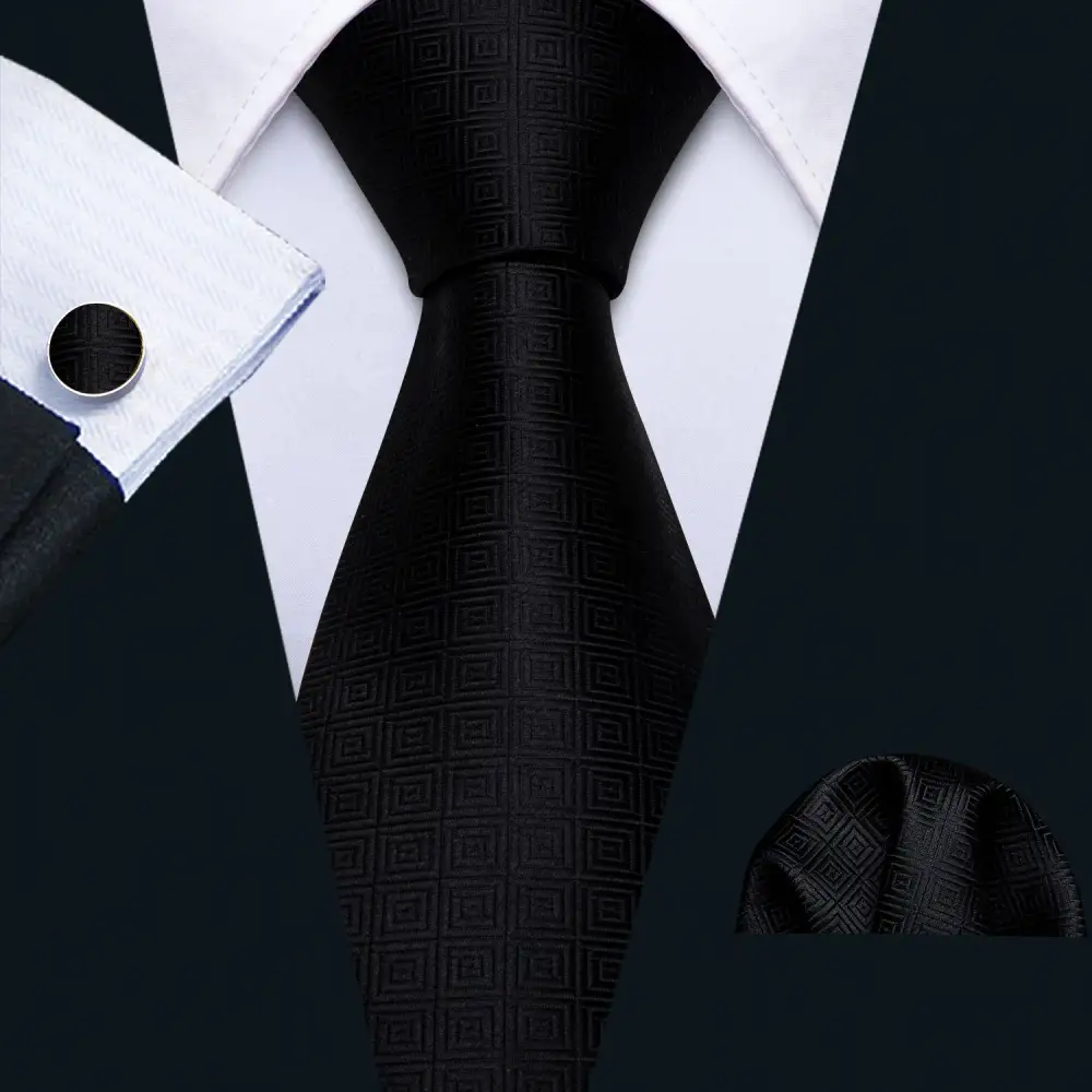 Polished Solid Silk Necktie Set