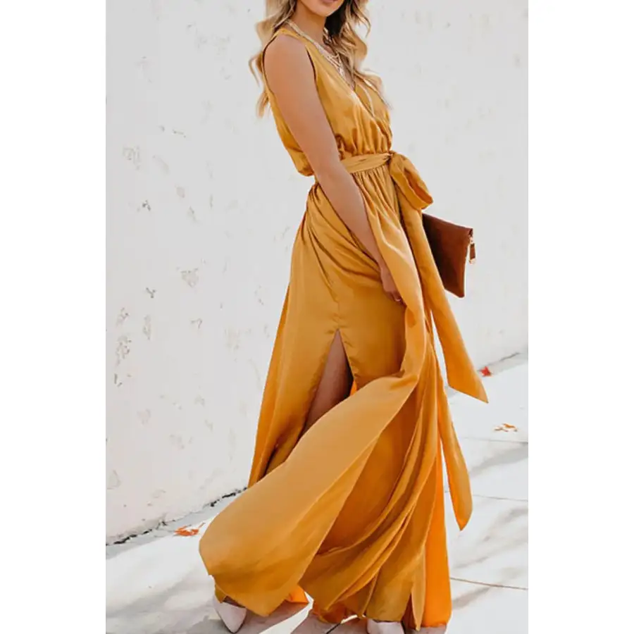 Surplice Tie Waist Maxi Dress