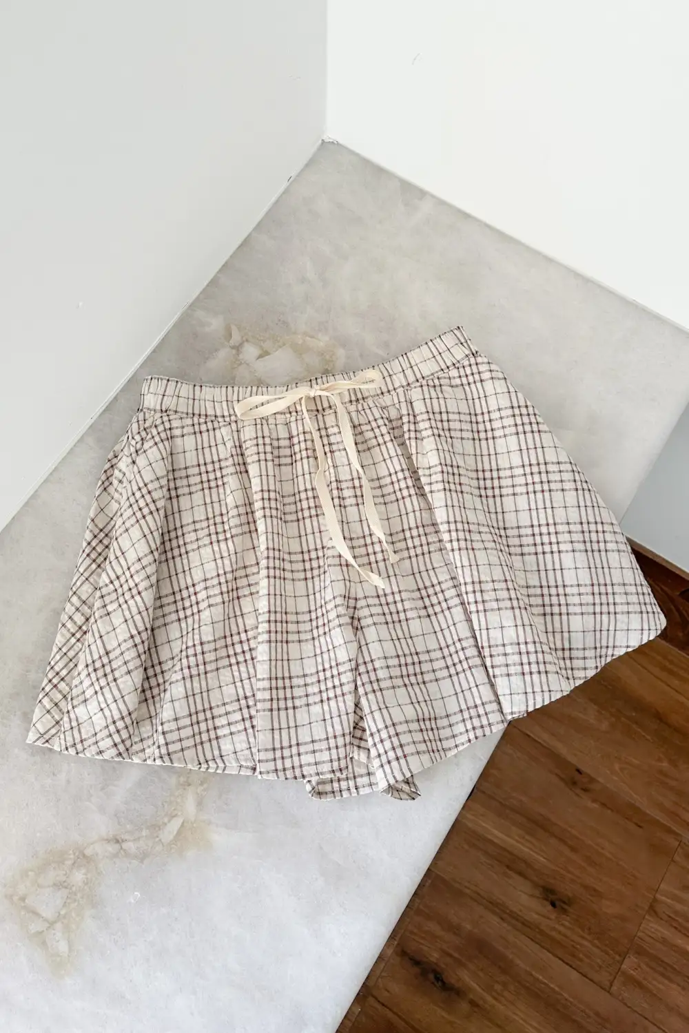 Layered Soft Plaid Shorts