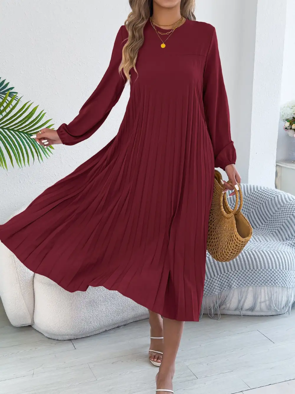 Pleated Midi Dress