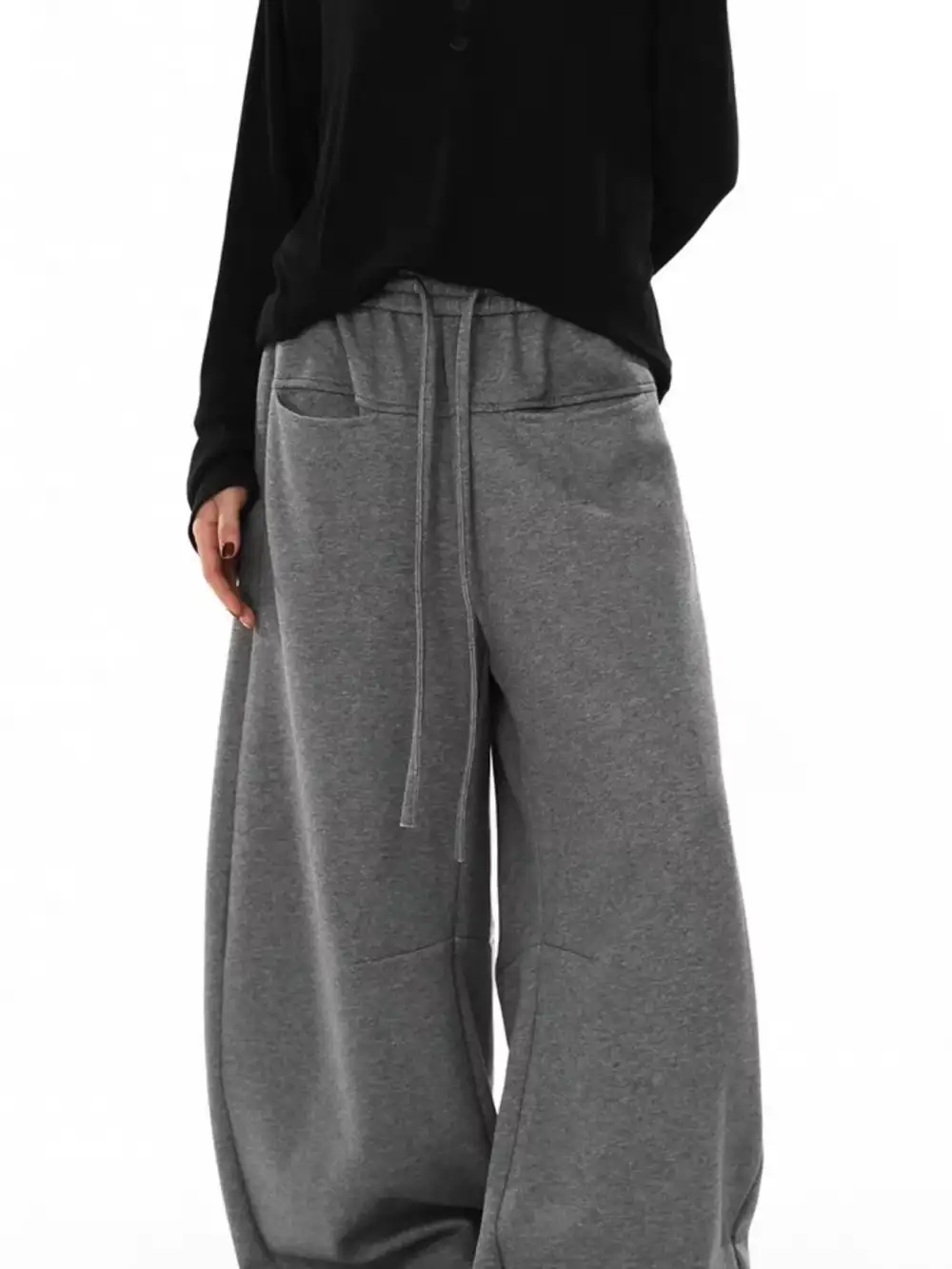 Textured Men's Plus Size Drawstring Wide Leg Pants
