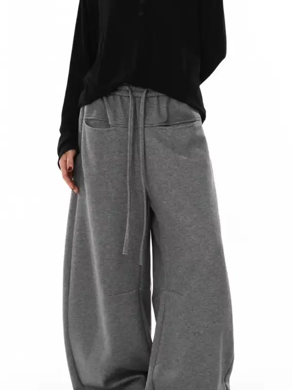 Textured Men's Plus Size Drawstring Wide Leg Pants