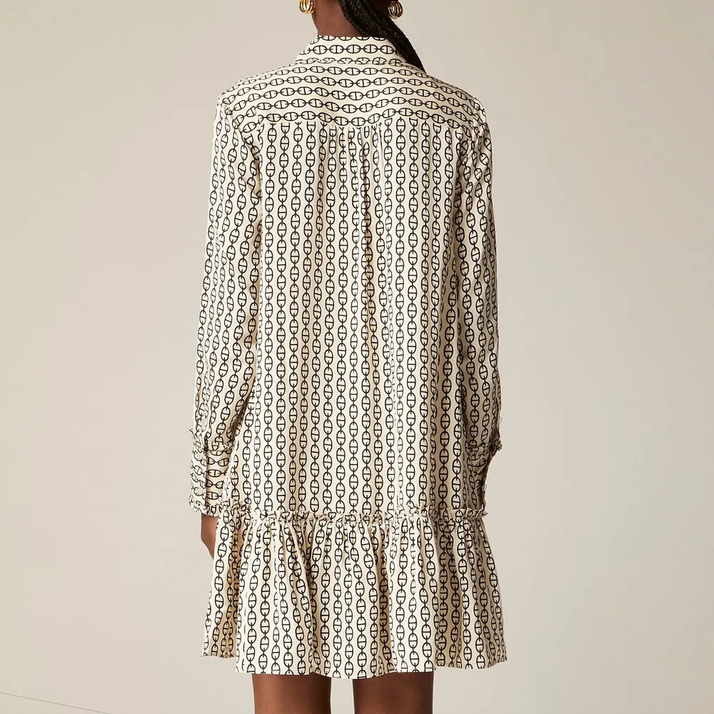 Patterned Shirt Dress For Gentle Casual Daily Style