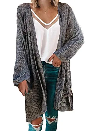 Womens Solid Casual Cozy Knit Open Front Long Cardigan Sweater