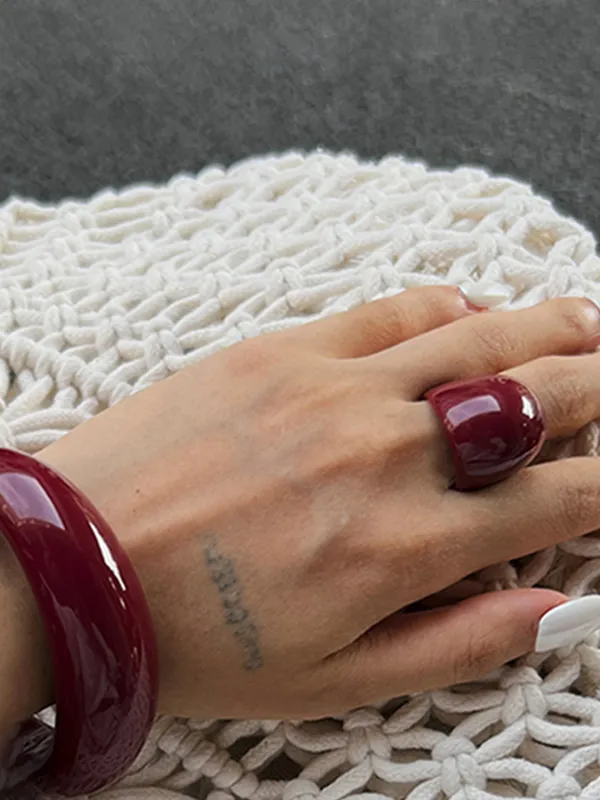 Geometric Polished Bracelet And Bracelet And Ring Set