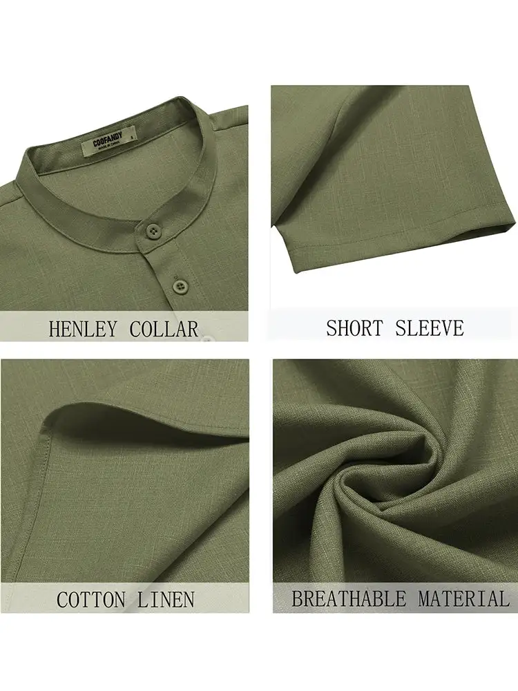Casual Band Collar Henley Shirt