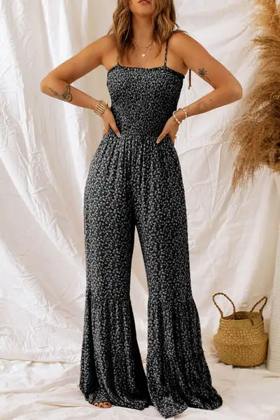 Floral Wide Leg Strap Jumpsuit