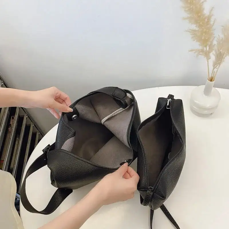 Polished Soft Zip-Top Shoulder Bag