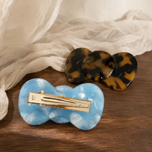 Marble Bow Shape Print Hair Clip