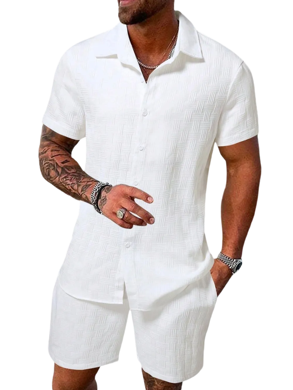 🔥 Men's Short Sleeve Pajama Two-Piece Set | Comfortable Loungewear Essential
