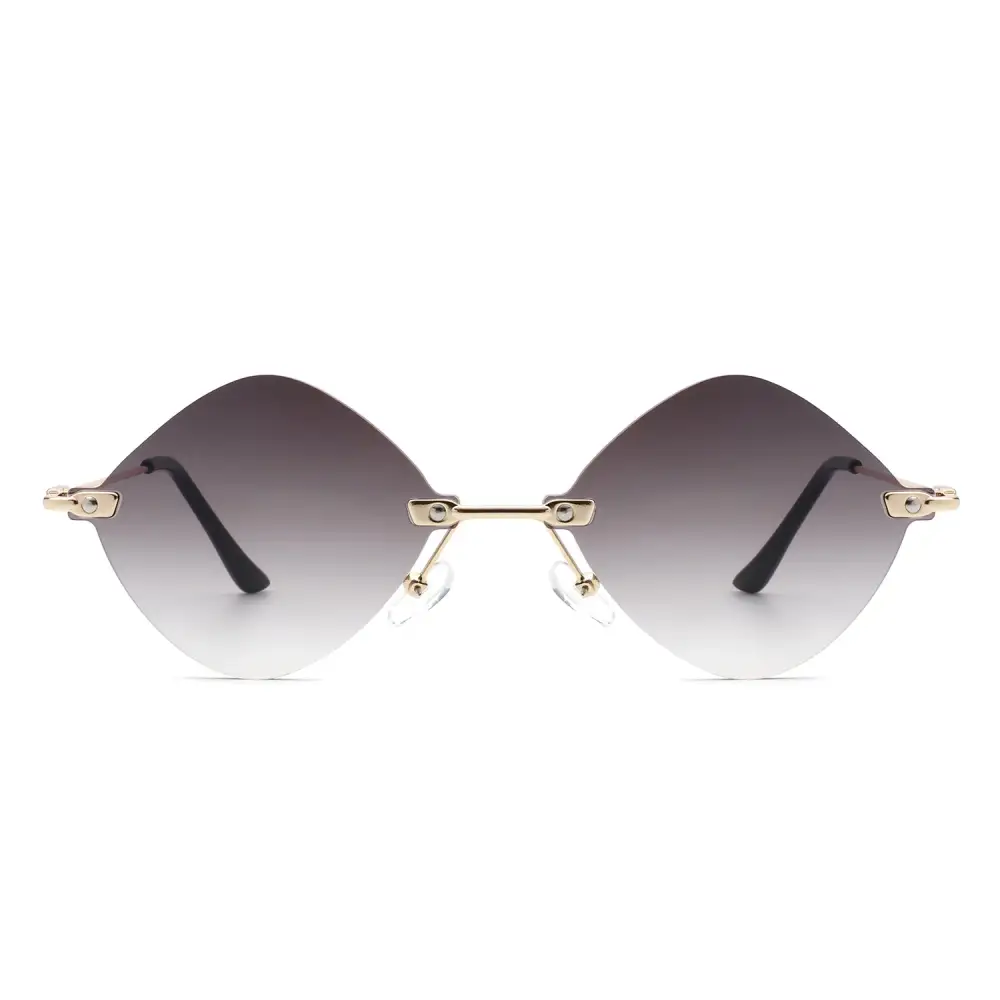 Rimless Retro Round Geometric Frameless Tinted Sunglasses