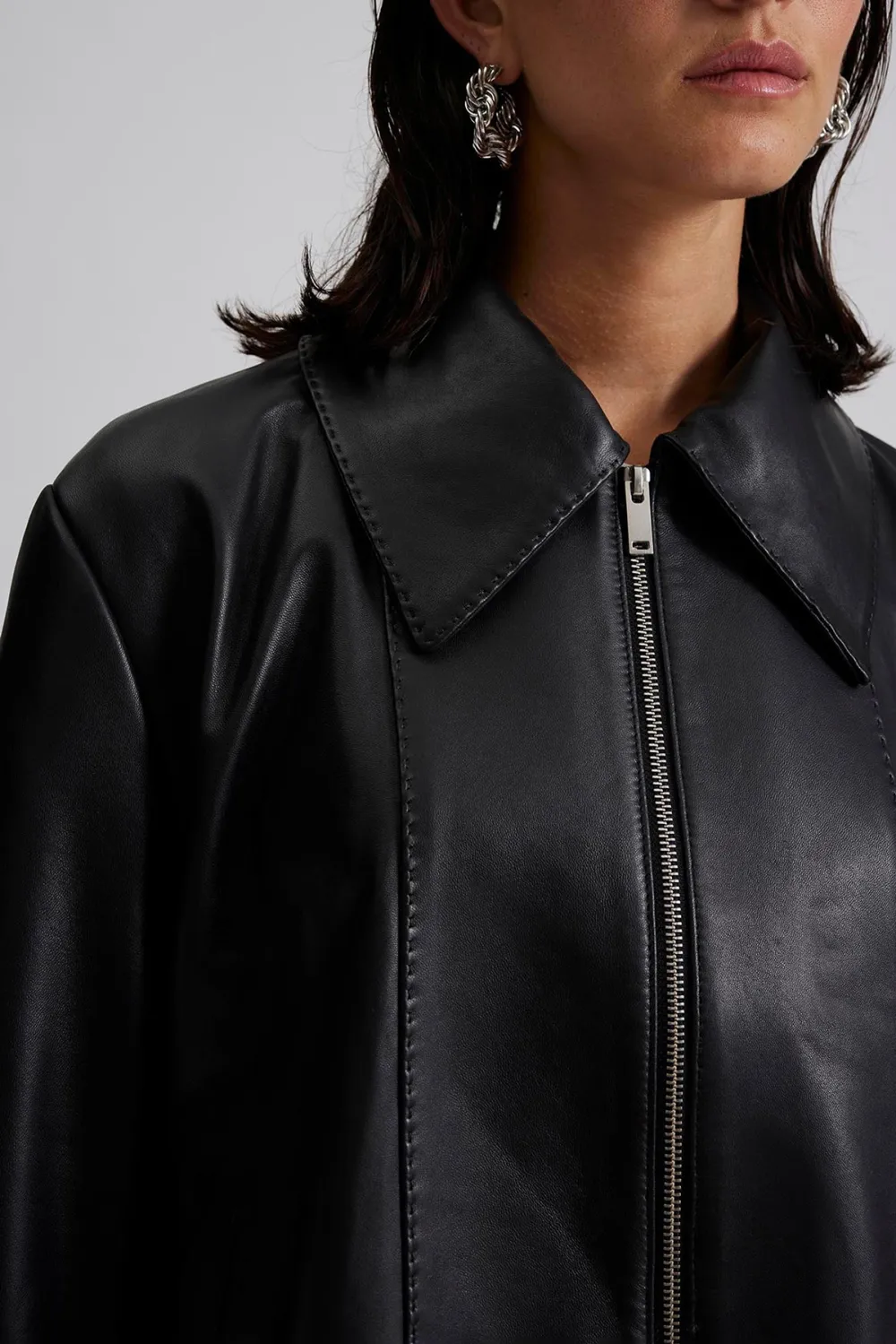 Leather Cropped Biker Jacket