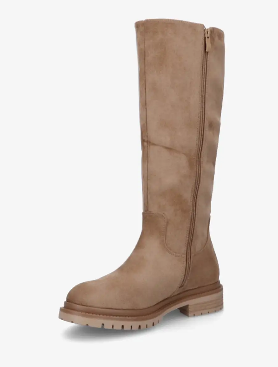 Classic Lug Sole Block Heel Faux Suede Knee High Boots