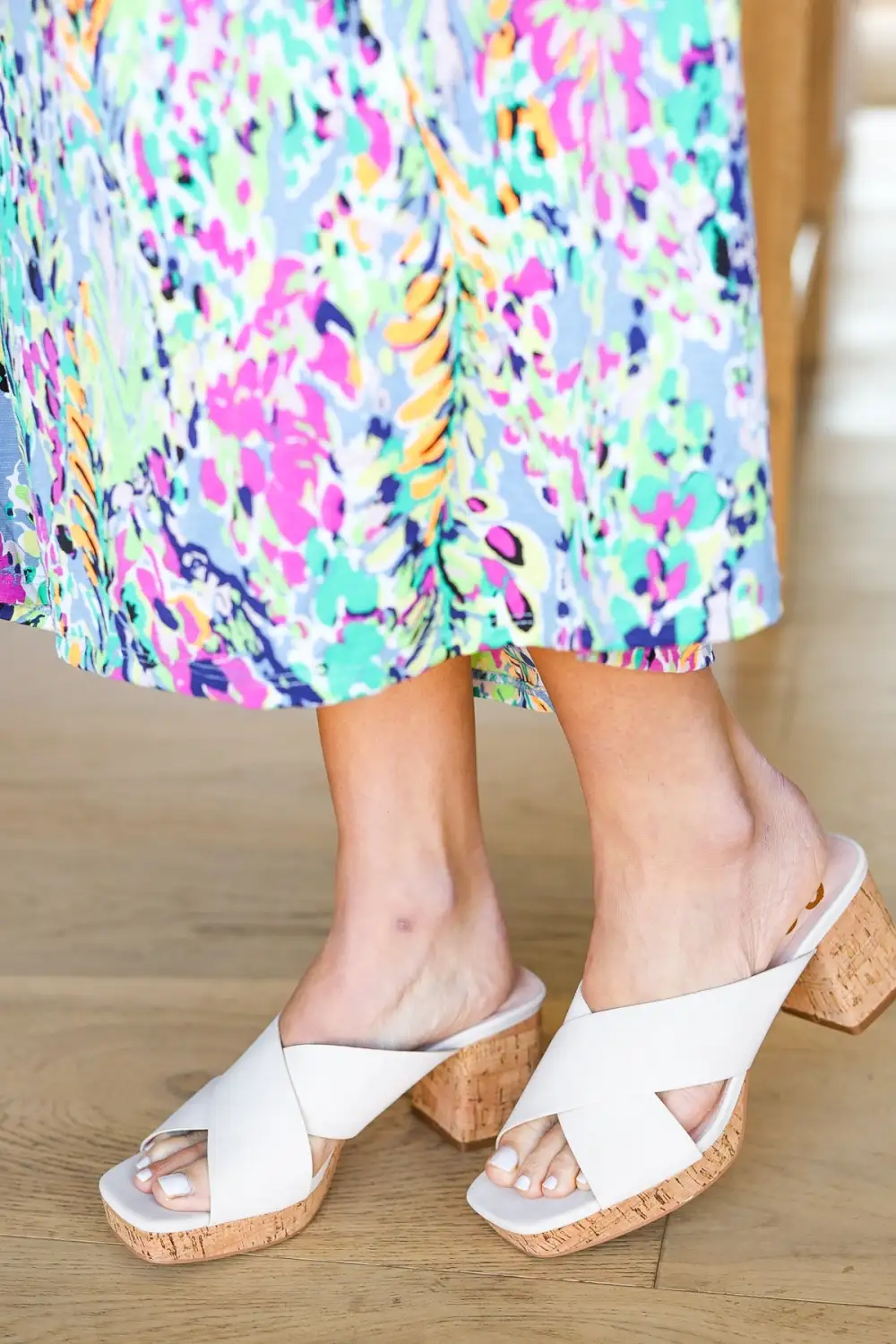 Faux Leather Cork Platform Sandals