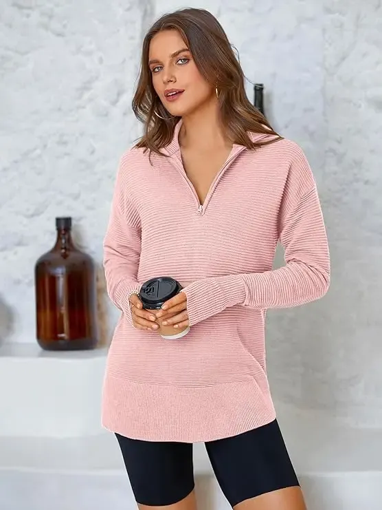 Ultimate Cozy V-Neck Ribbed Knit Pullover – All-Season Comfort & Style