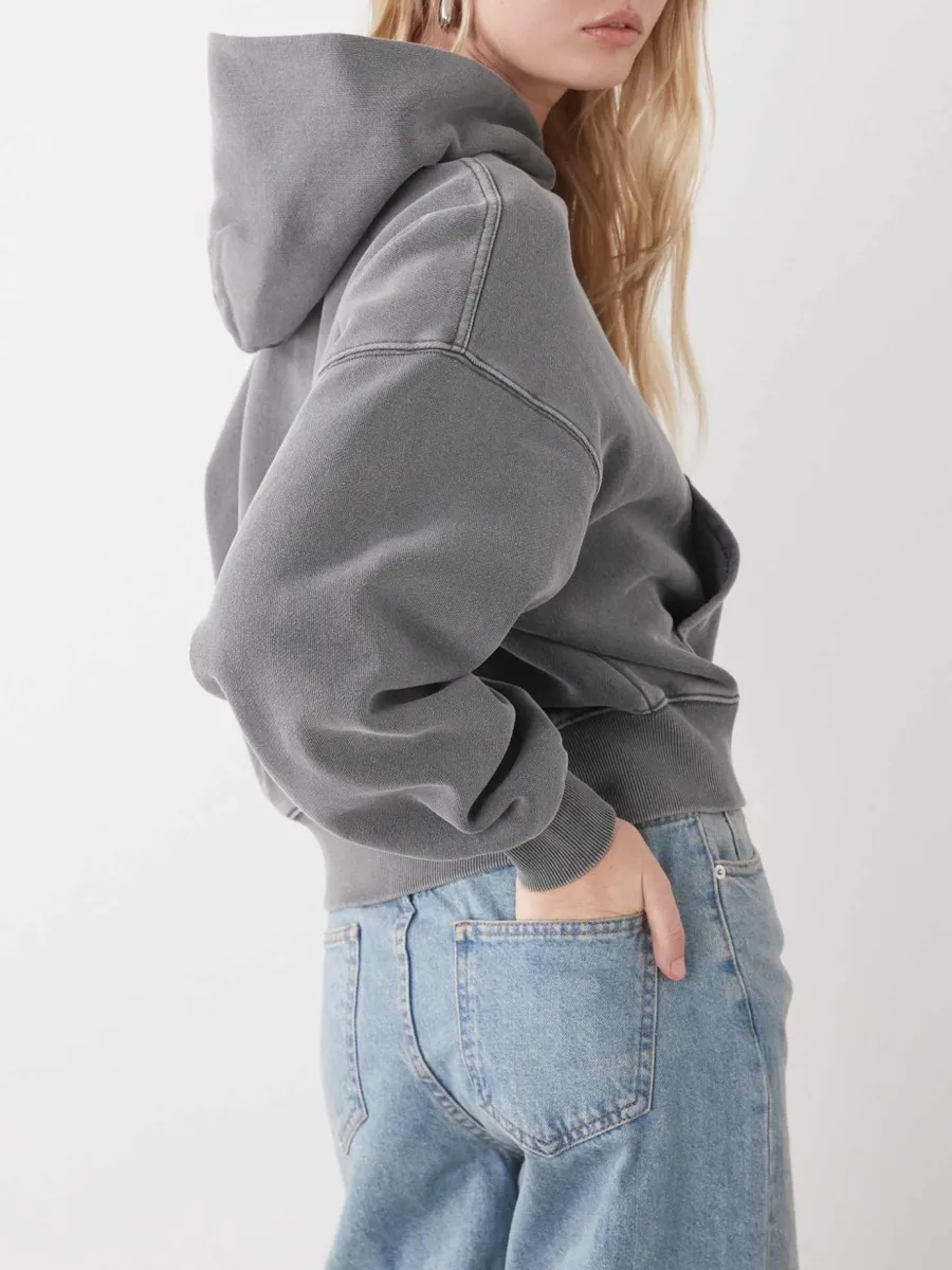 Dropped Shoulder Cropped Hoodie