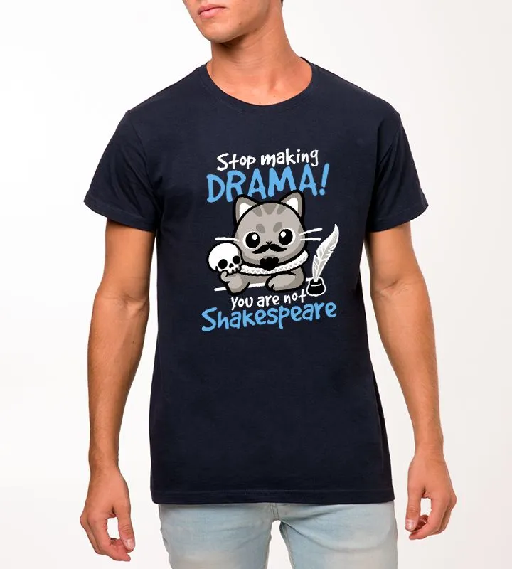 Shakespeare Cat Drama Unisex Navy Blue T-Shirt