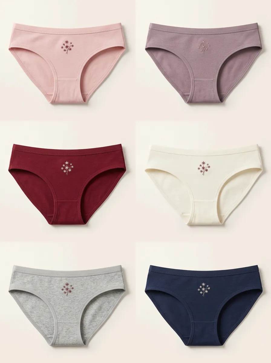 Women's Star-Flower Embroidered Classic Brief Set