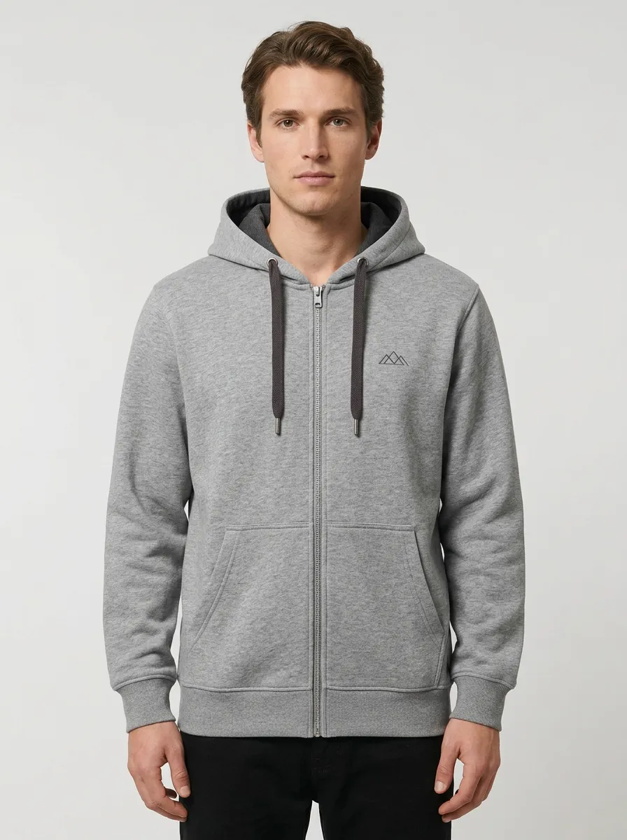 Modern Mountain Graphic Zip-Up Detail Men's Sport Jacket