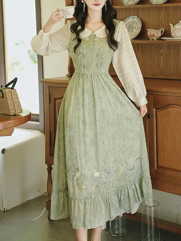 Textured Embroidered Maxi Dress