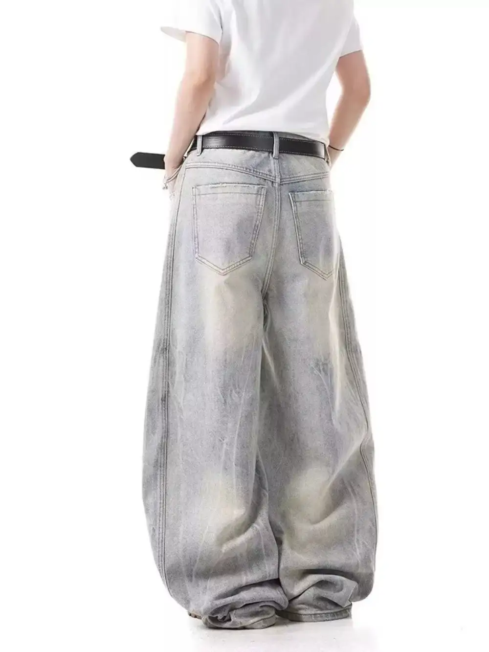 Modern Men's Full Size Vintage Wash Wide Leg Jeans Plus Size