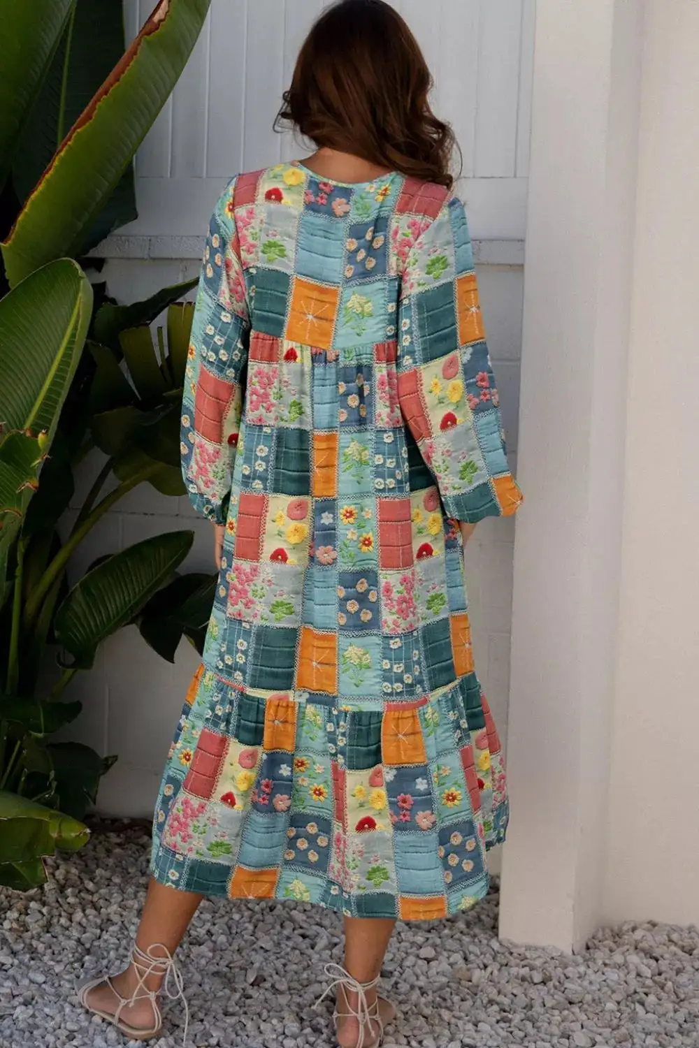 V-Neck Floral Midi Dress