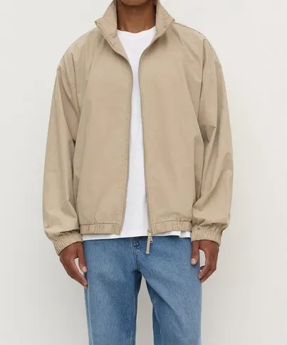 Ash Gray Cotton Stand Collar Jacket