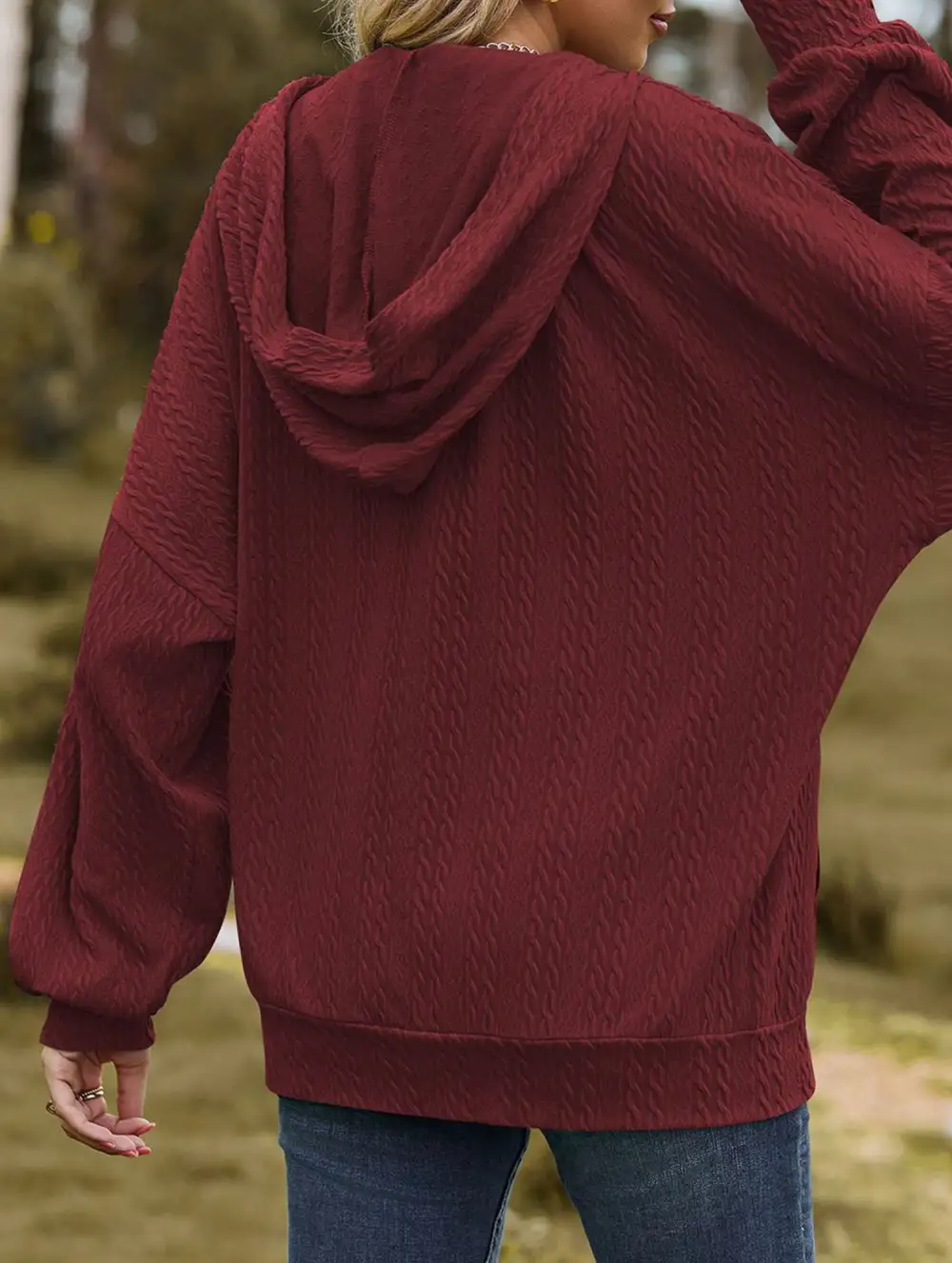 Pocket Long-Sleeved Loose Hooded Sweatshirt