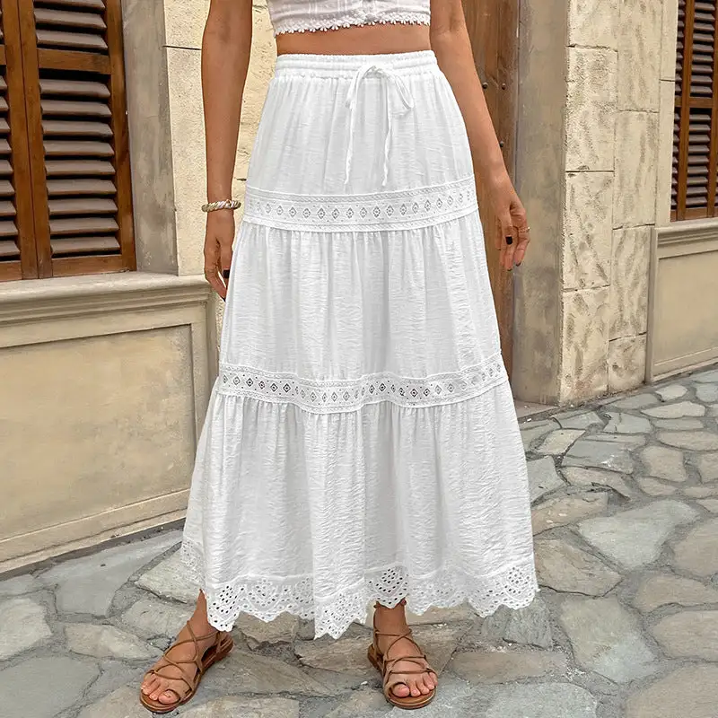 Women's Lace Ruffled Boho Skirt