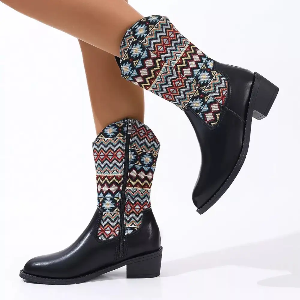 Point Toe Block Heels Boots