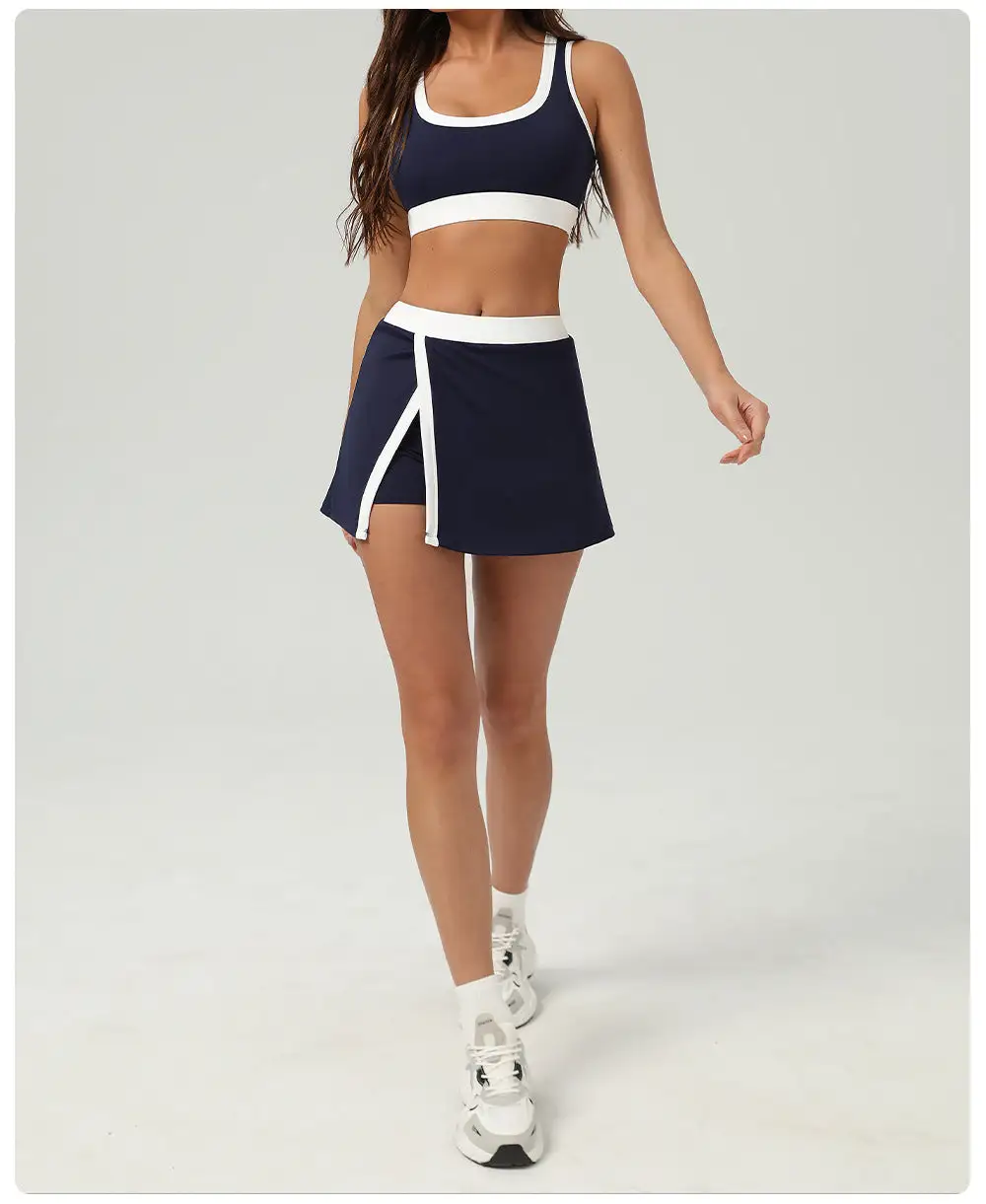 Contrast-Trim Quick-Dry Bra, Skort and Shorts Active Set