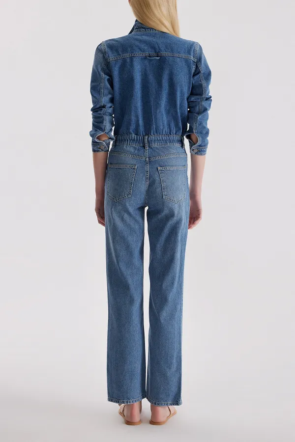 Casual Style Denim Jumpsuit