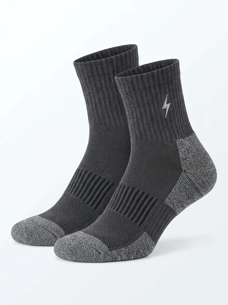 Men's Lightning Bolt Embroidered Crew Socks
